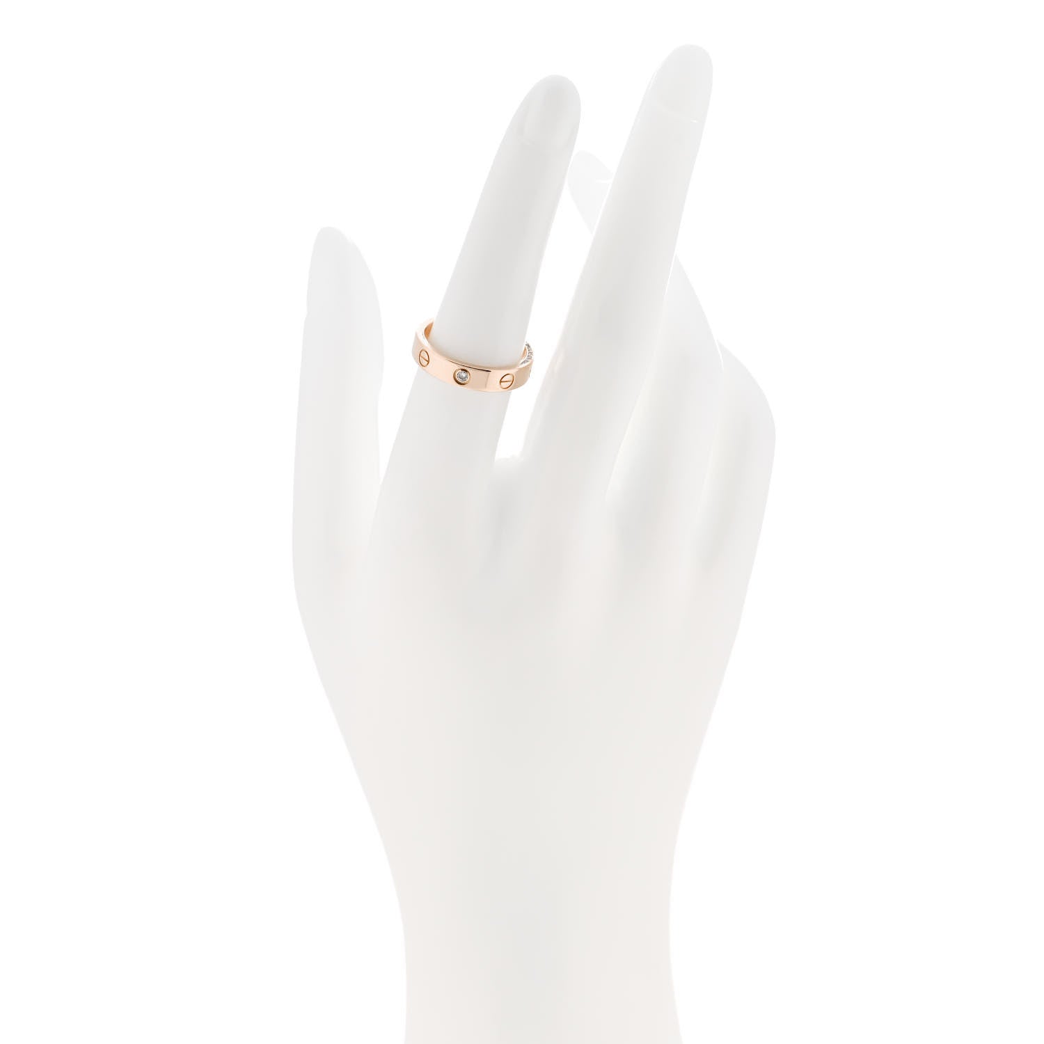 Cartier 18K Pink Gold Diamond 4mm LOVE Wedding Band Ring 53 6.5 2 of 5