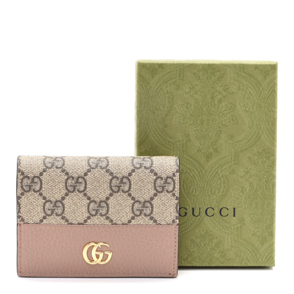 Gucci Dollar Calfskin GG Supreme Monogram GG Marmont Card Case Porcelain Rose Beige Ebony 10 of 10