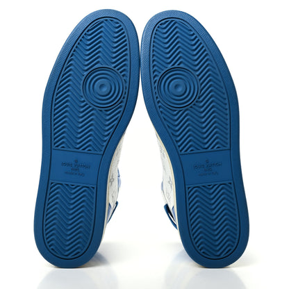 Louis Vuitton Calfskin Monogram Mens Rivoli High Top Sneakers 9 Blue 5 of 9