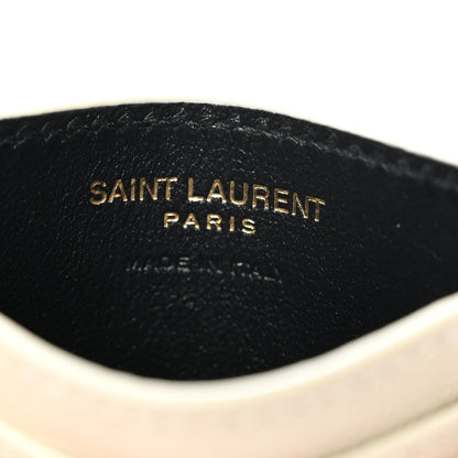 Saint Laurent Grain De Poudre Matelasse Chevron Monogram Credit Card Case Crema Soft 6 of 8