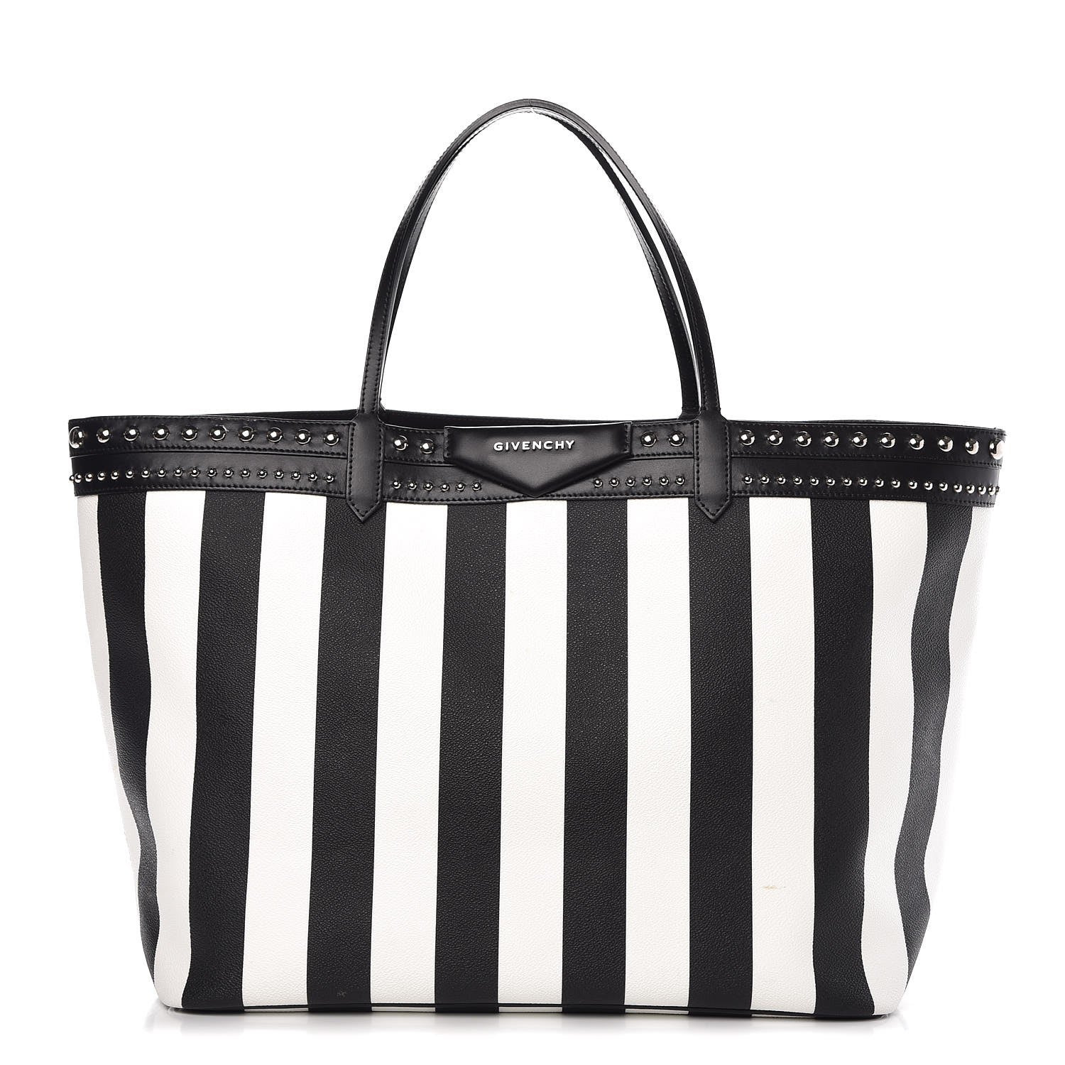 Givenchy Coated Canvas Striped Large Antigona Tote Black White 3 of 13