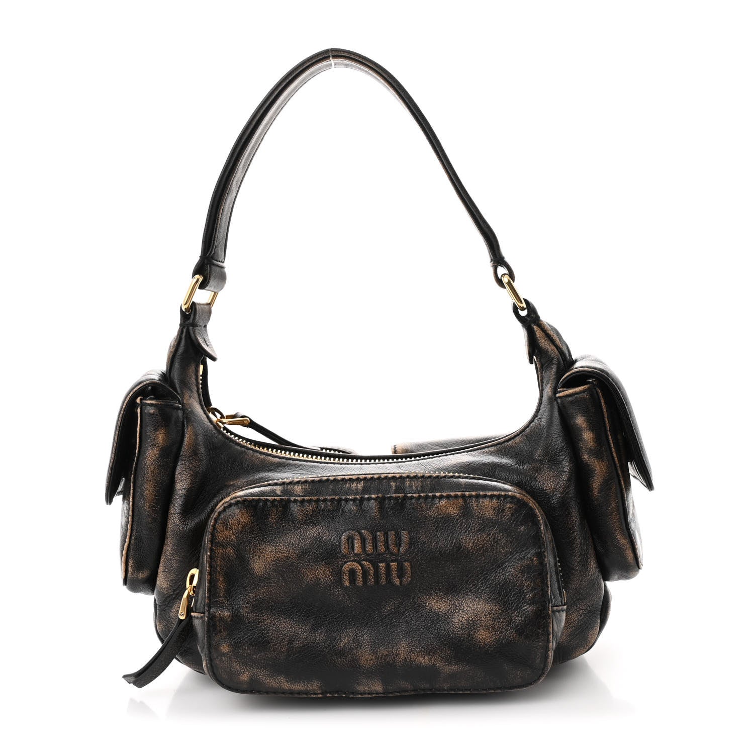 Miu Miu Distressed Nappa Pocket Bag  Sand Coffee 1 of 9