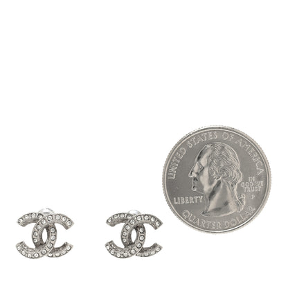 Chanel Crystal Timeless CC Earrings Silver 2 of 4