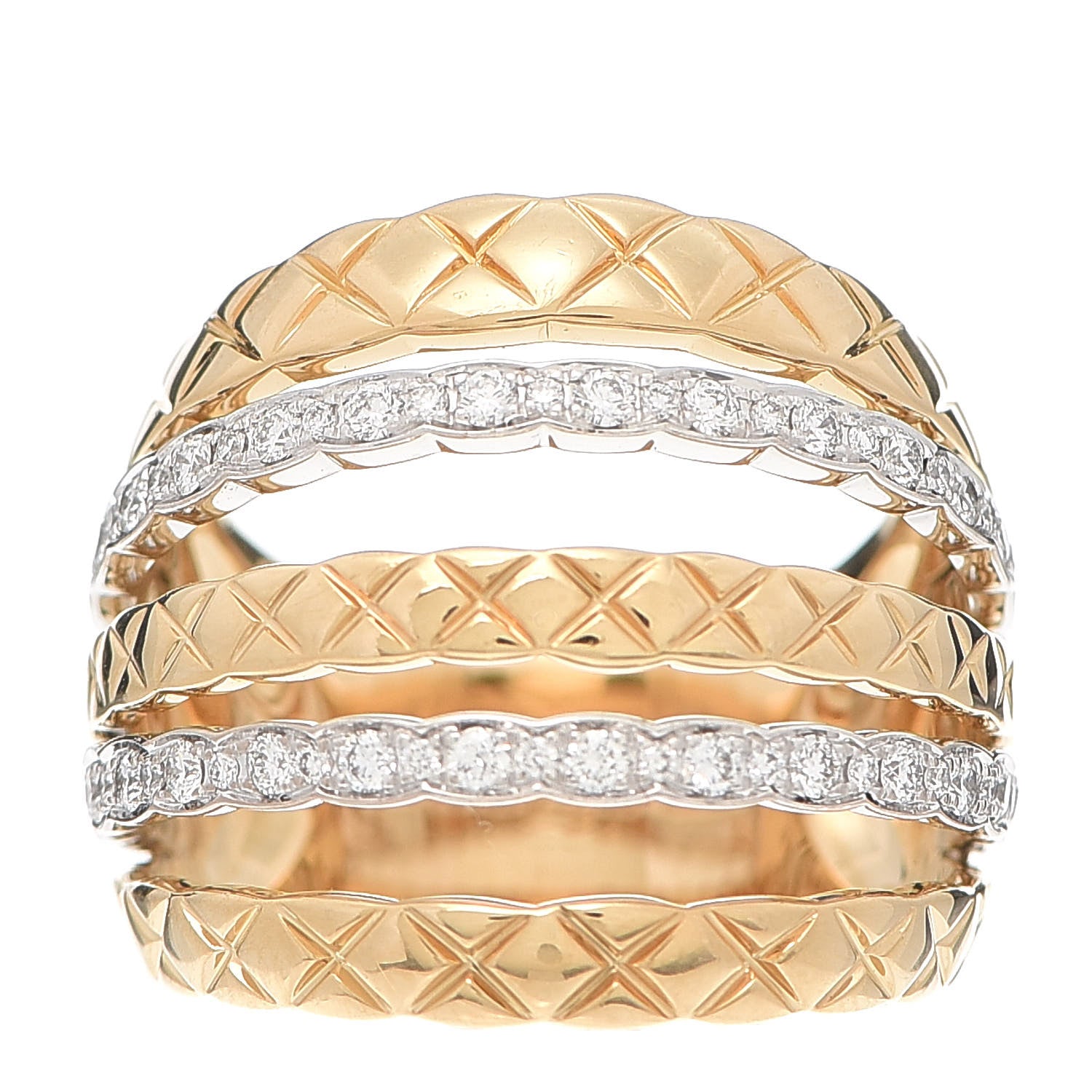 Chanel 18K Yellow White Gold Diamond Coco Crush Ring 52 6 1 of 4