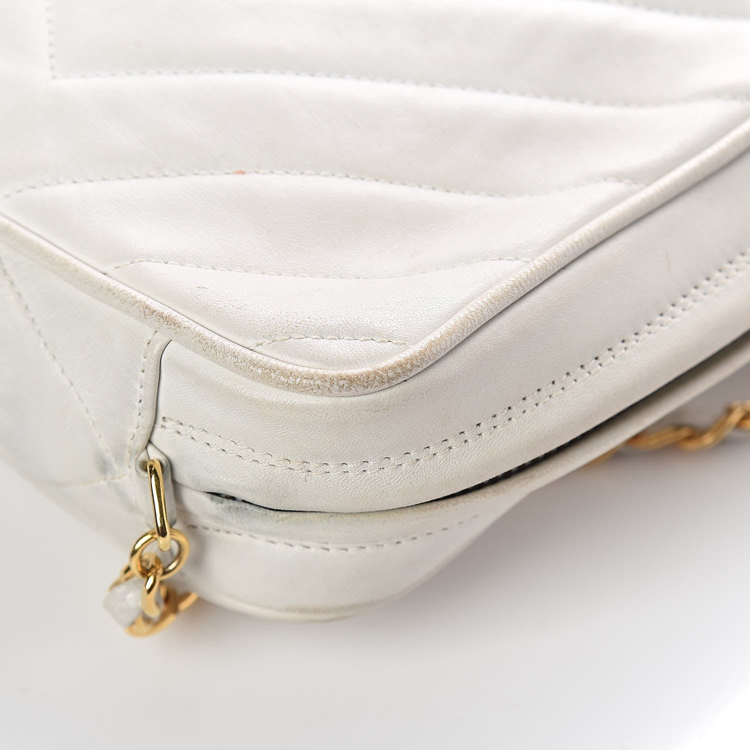 Chanel Lambskin Chevron Tassel Camera Case White 11 of 18