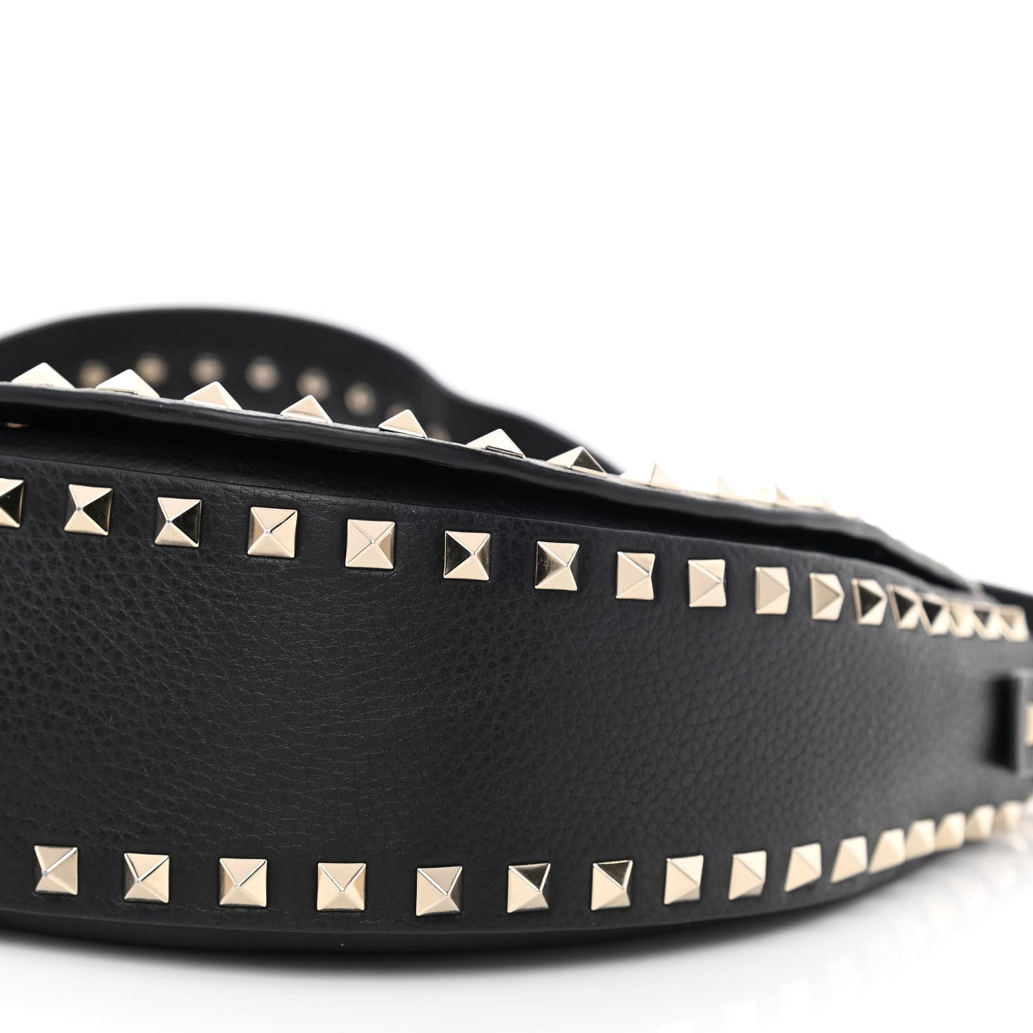 Grained Calfskin Rockstud Saddle Bag Black