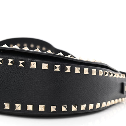 Valentino Garavani Grained Calfskin Rockstud Saddle Bag Black 10 of 11