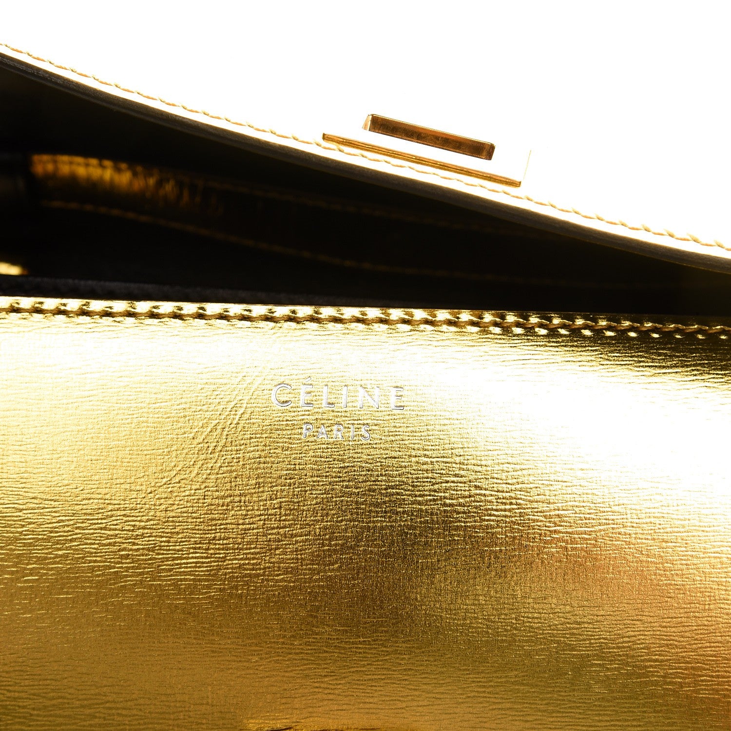 Celine Metallic Box Calfskin Medium Classic Box Flap Bag Gold 7 of 12