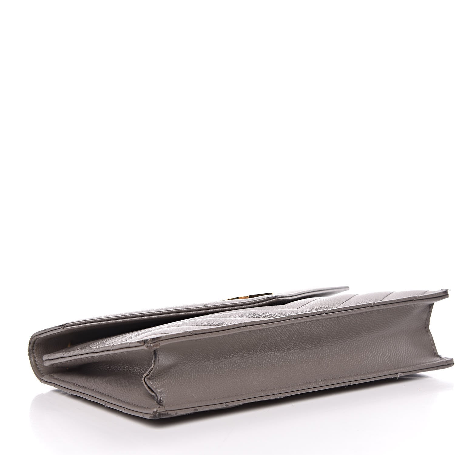 Saint Laurent Grain De Poudre Matelasse Chevron Monogram Chain Wallet Fog 4 of 15