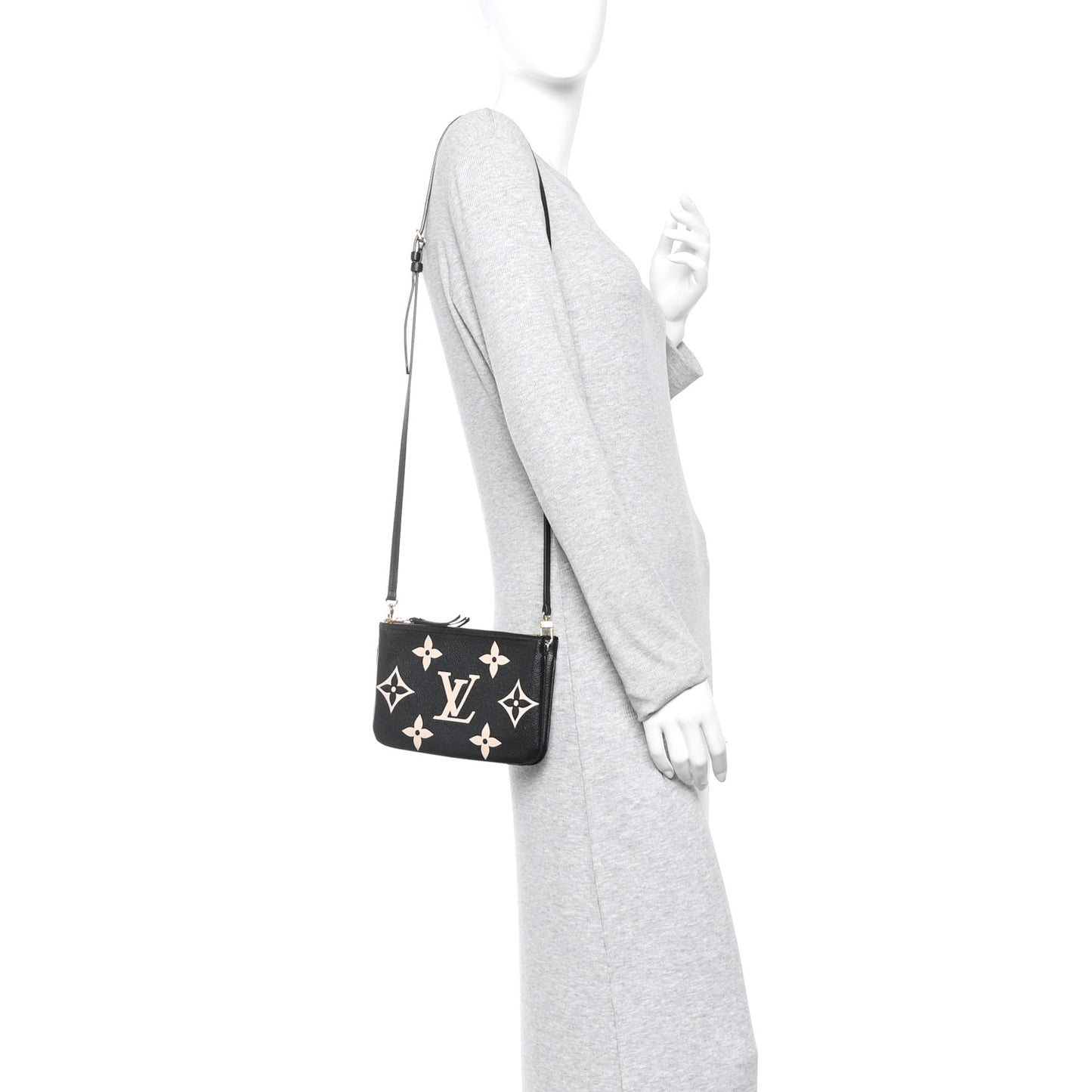 Empreinte Monogram Giant Double Zip Pochette Black Cream