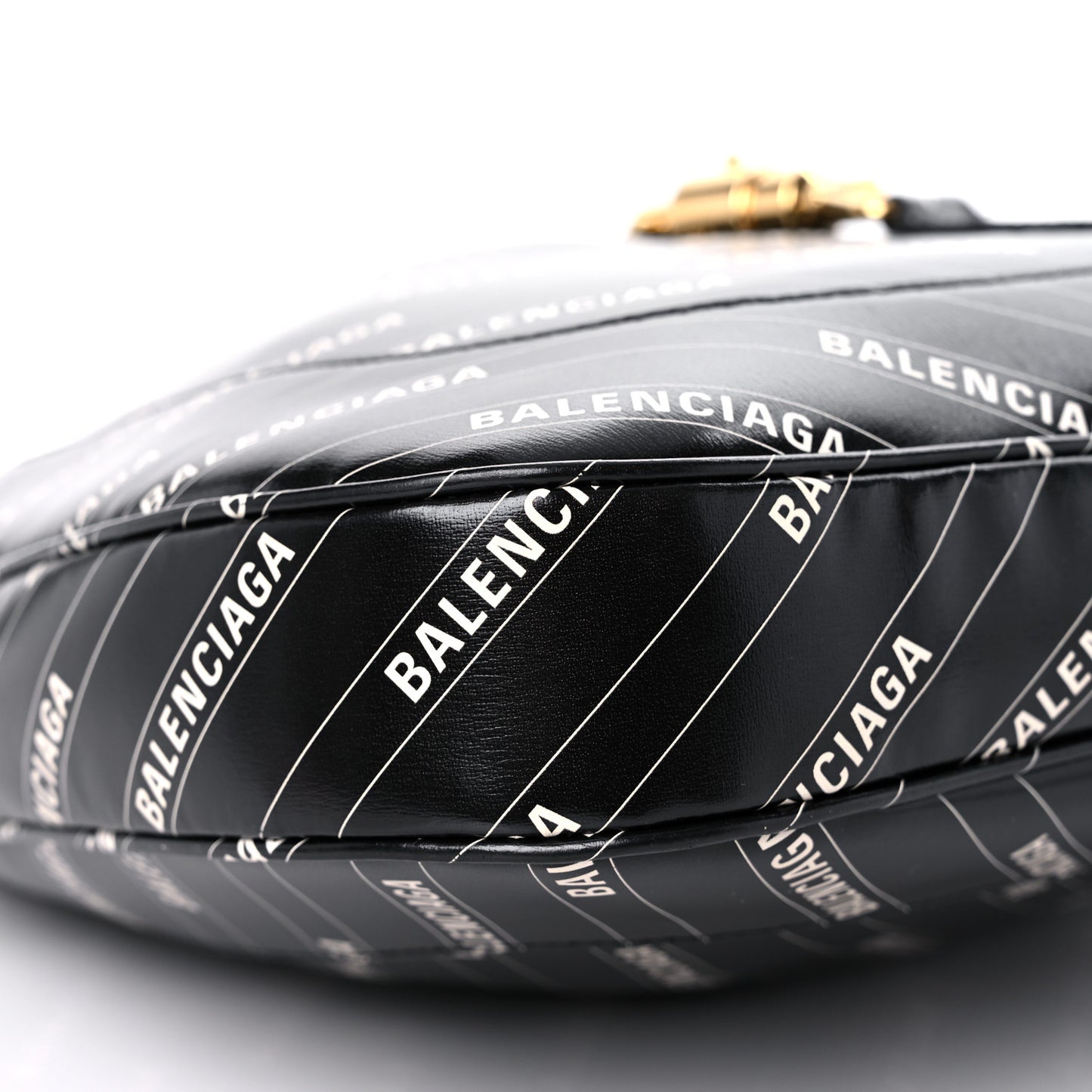 X BALENCIAGA Calfskin Logo Print Medium Jackie 1961 Hobo Black