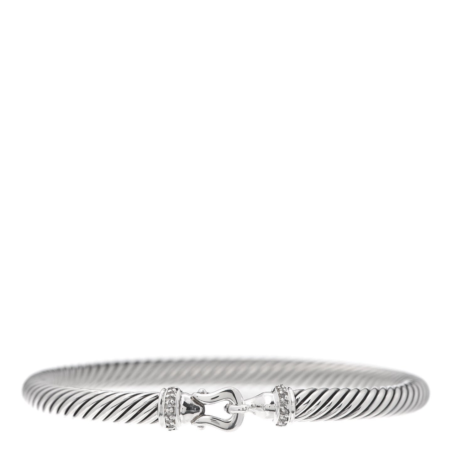 Sterling Silver Diamond 5mm Cable Buckle Bracelet