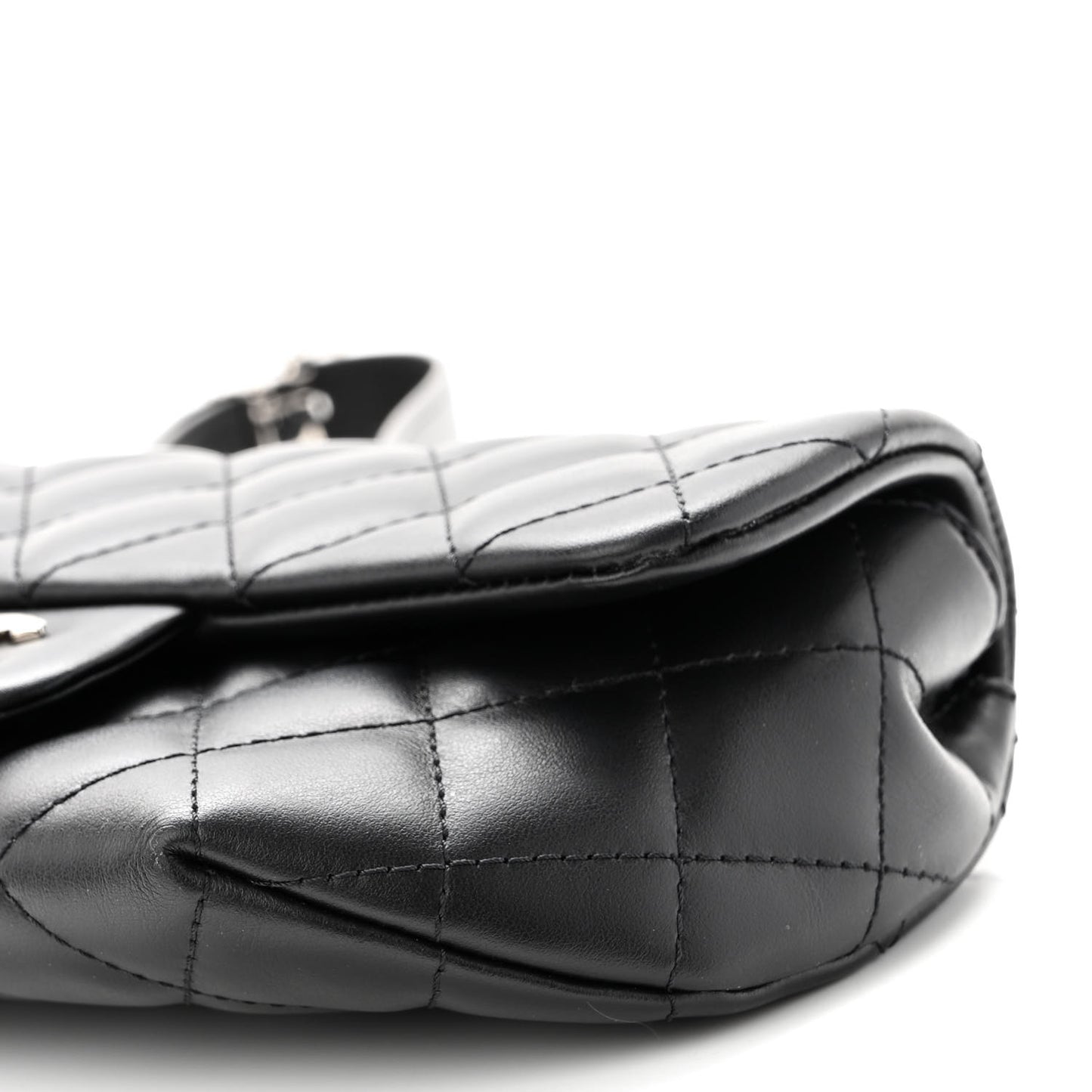 Calfskin Quilted CC Uniform Flap Belt Bag Black
