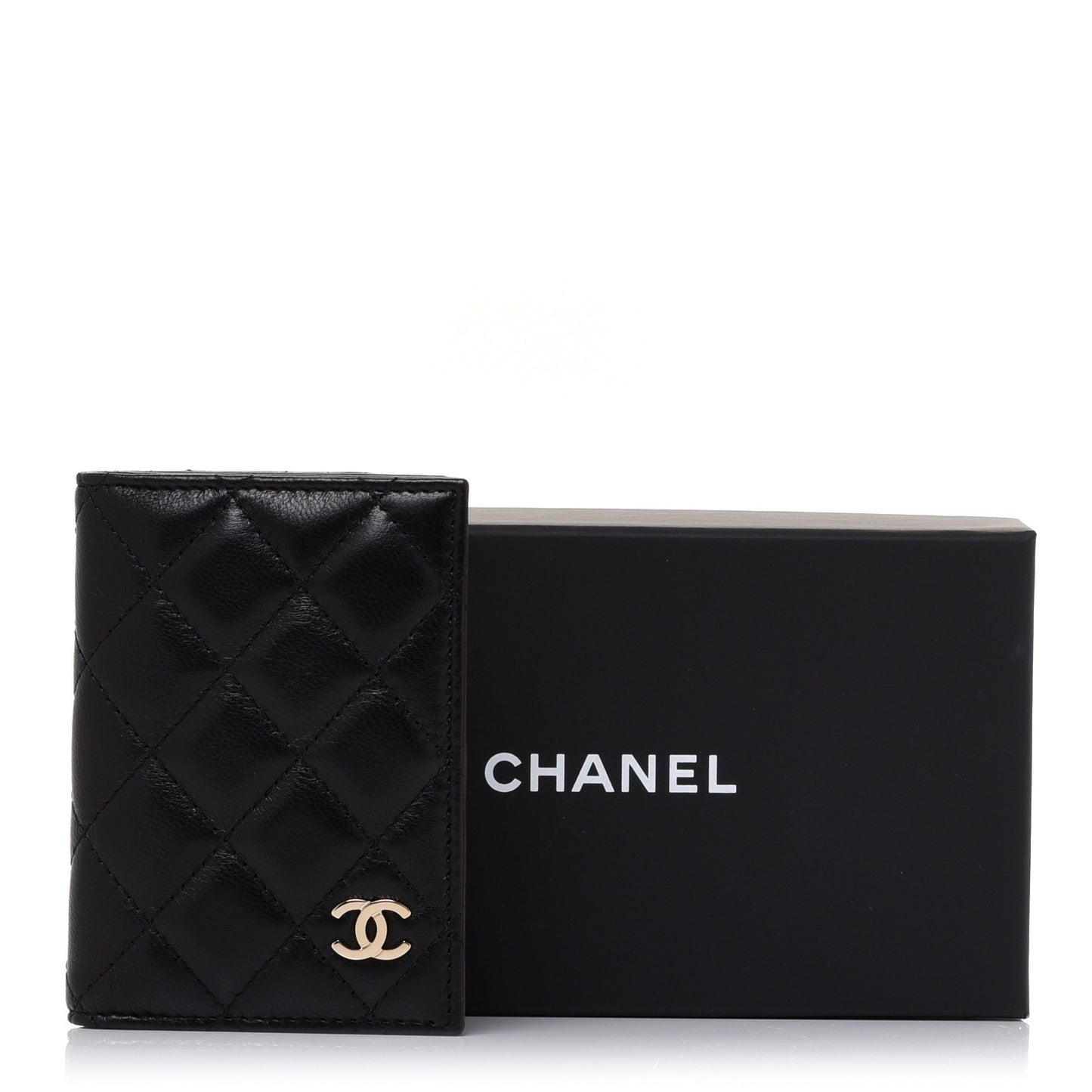 Lambskin Quilted Card Holder Wallet Black