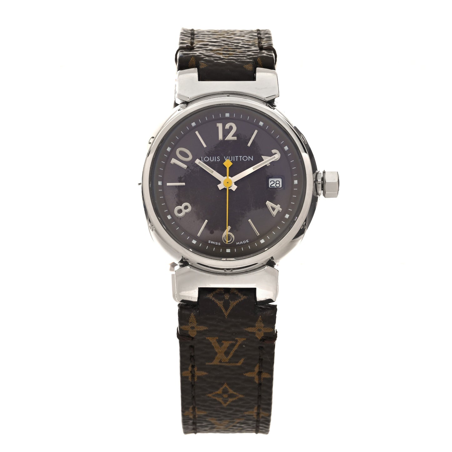 Stainless Steel Monogram 28mm Tambour Quartz Watch Brown
