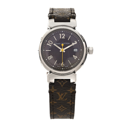 Louis Vuitton Stainless Steel Monogram 28mm Tambour Quartz Watch Brown 1 of 4