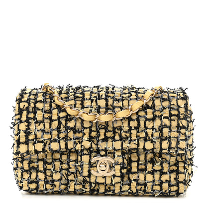 Chanel Tweed Quilted Mini Rectangular Flap Yellow Black 1 of 11