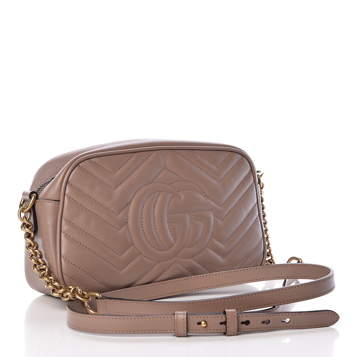 Gucci Calfskin Matelasse Small GG Marmont Chain Shoulder Bag Porcelain Rose 3 of 18