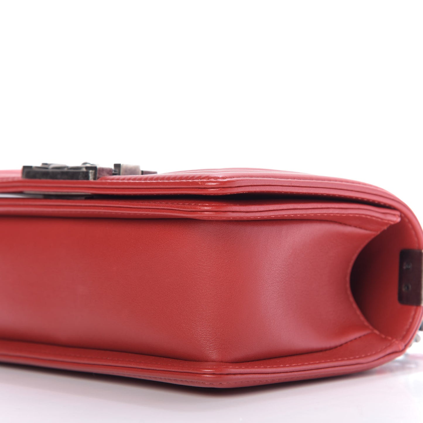Calfskin Quilted Small Boy Flap Red