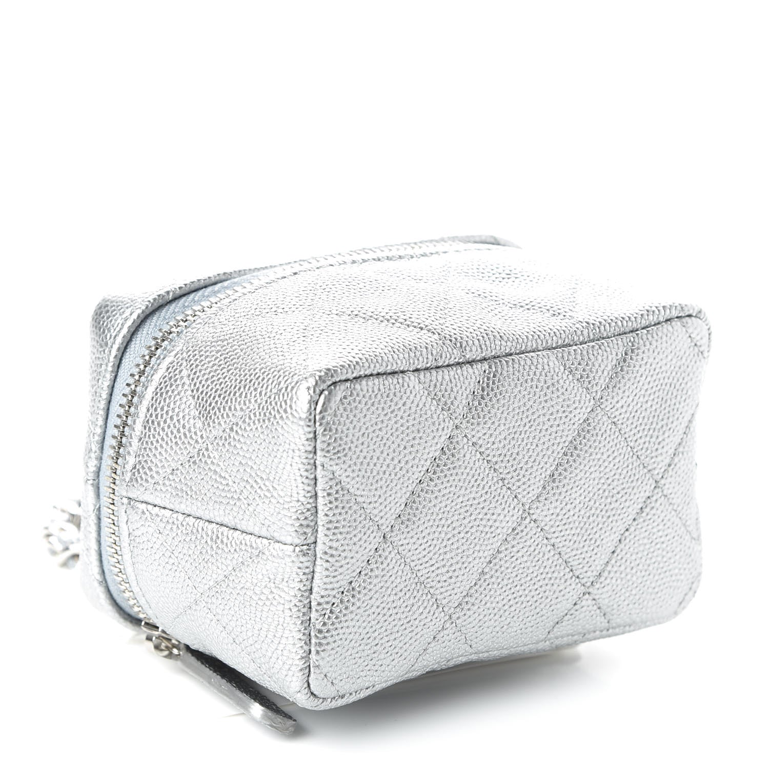 Chanel Metallic Caviar Quilted Mini Top Handle Vanity With Chain Silver 4 of 11