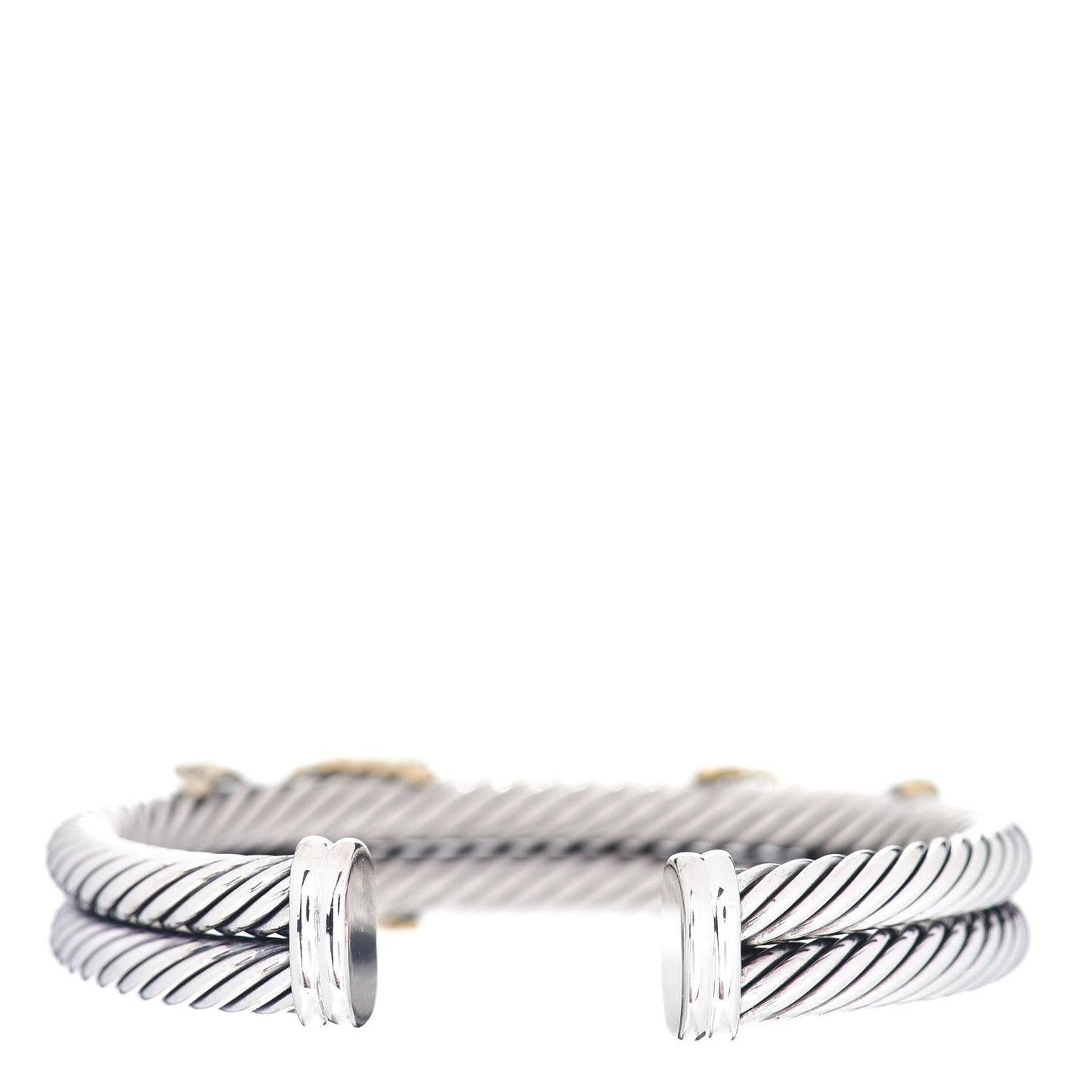 Sterling Silver 18K Yellow Gold Diamond Double X Cable Bracelet