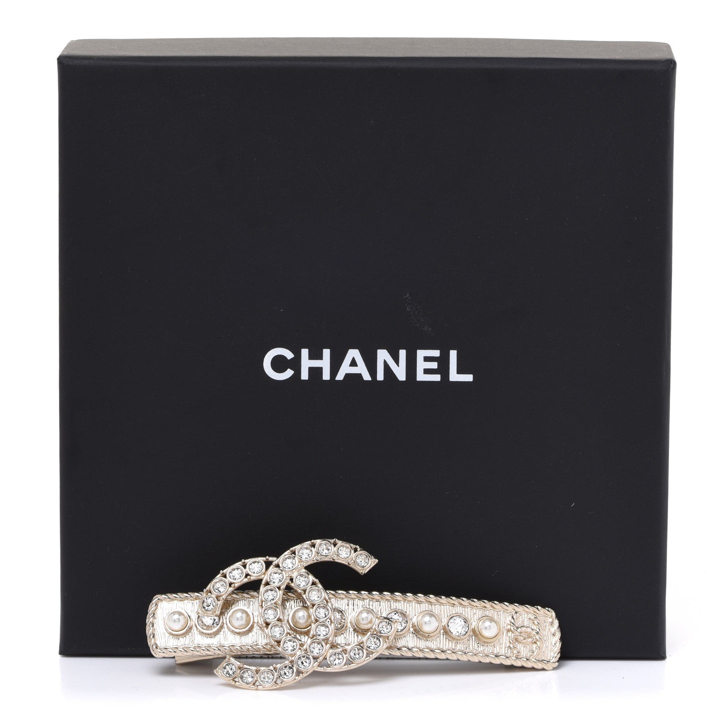 Metal Crystal Pearl CC Hair Clip Gold Pearly White