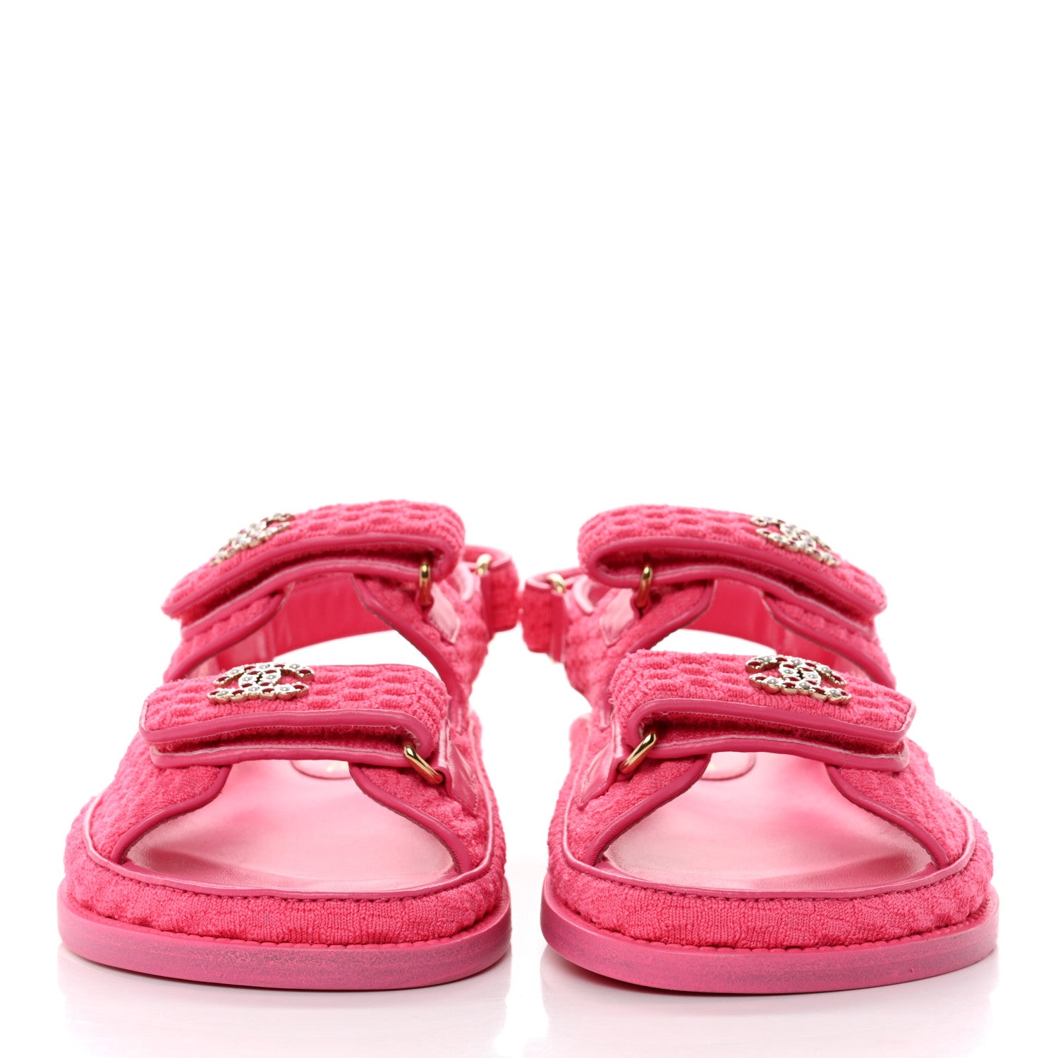 Chanel Knit Fabric Velcro Dad Sandals 36 Pink 2 of 9