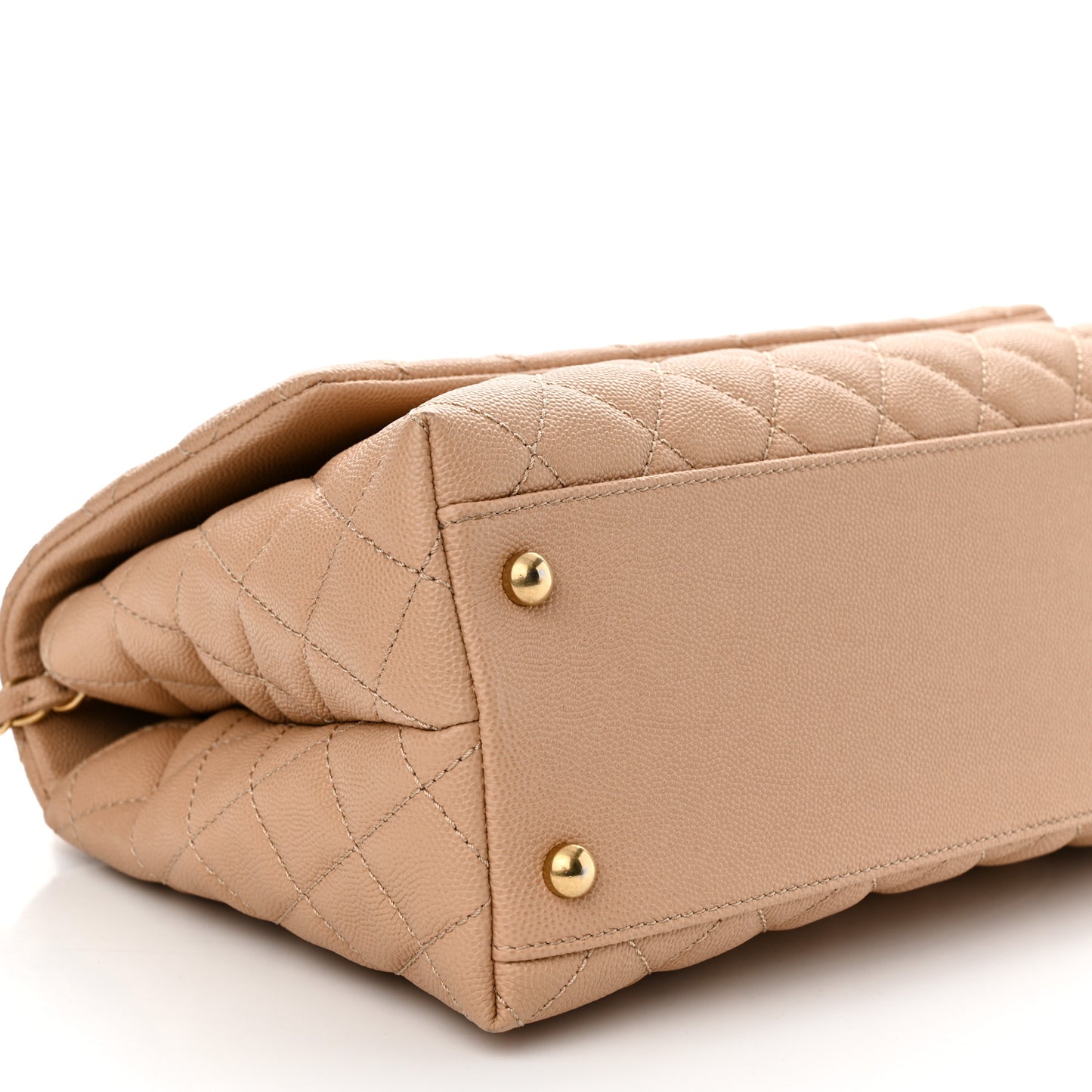 Caviar Lizard Quilted Small Coco Handle Flap Beige
