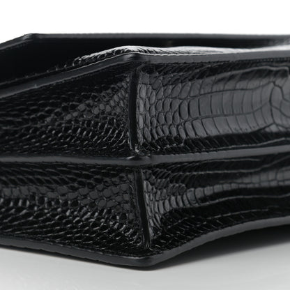 Saint Laurent Calfskin Crocodile Embossed Large Monogram Sunset Black 7 of 8
