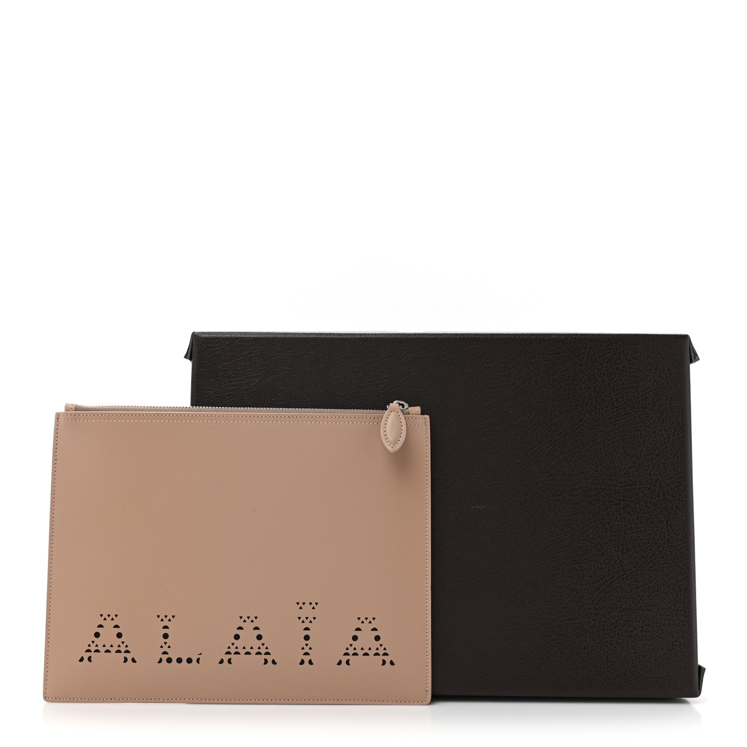 Alaia Calfskin Laser Cut Logo Pouch Sable 12 of 12