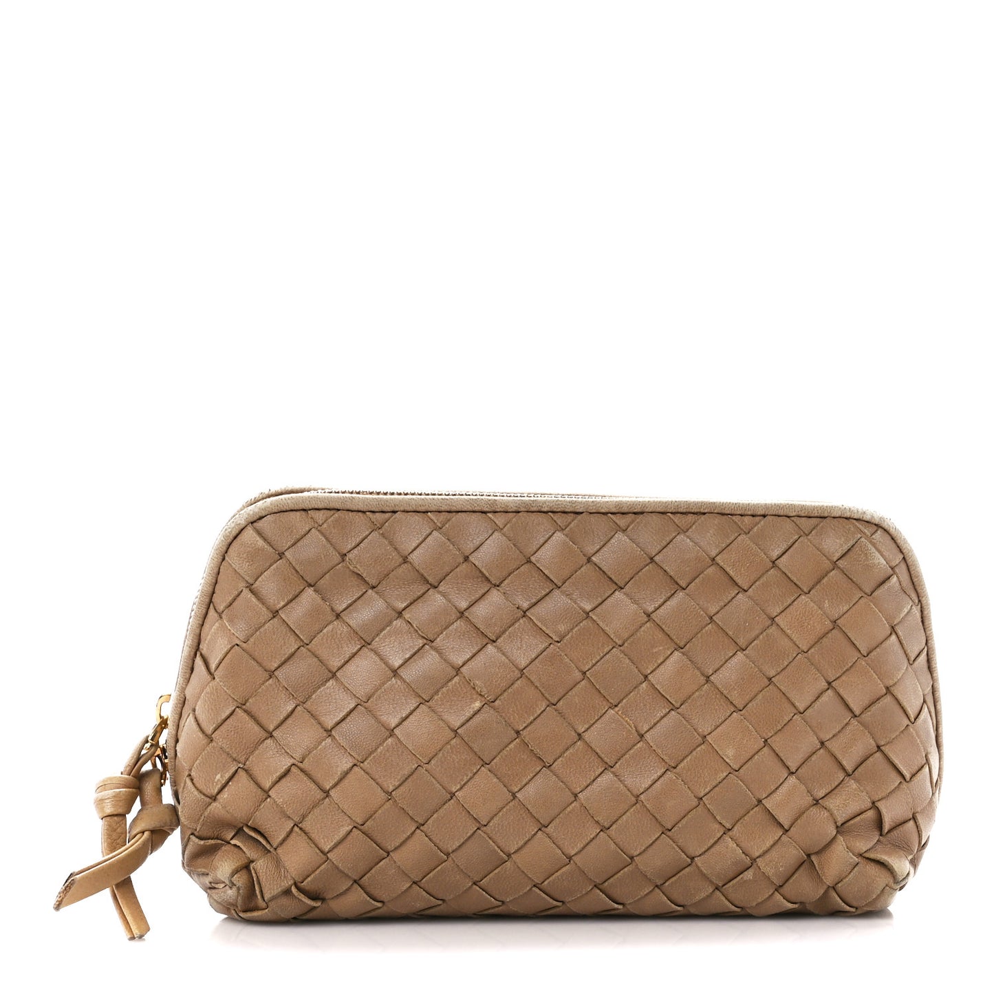 Nappa Intrecciato Small Cosmetic Pouch Camel
