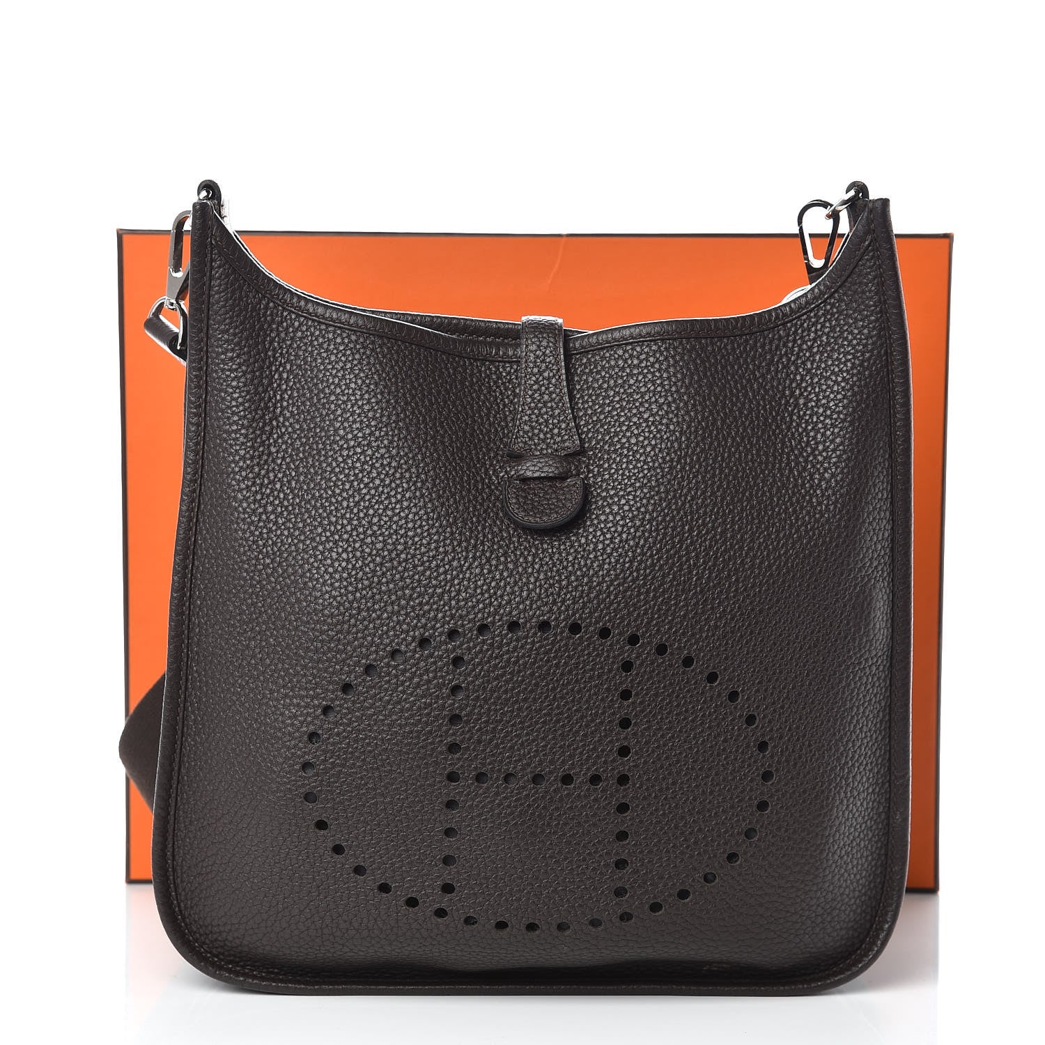 Hermes Taurillon Clemence Evelyne II PM Chocolate 12 of 12