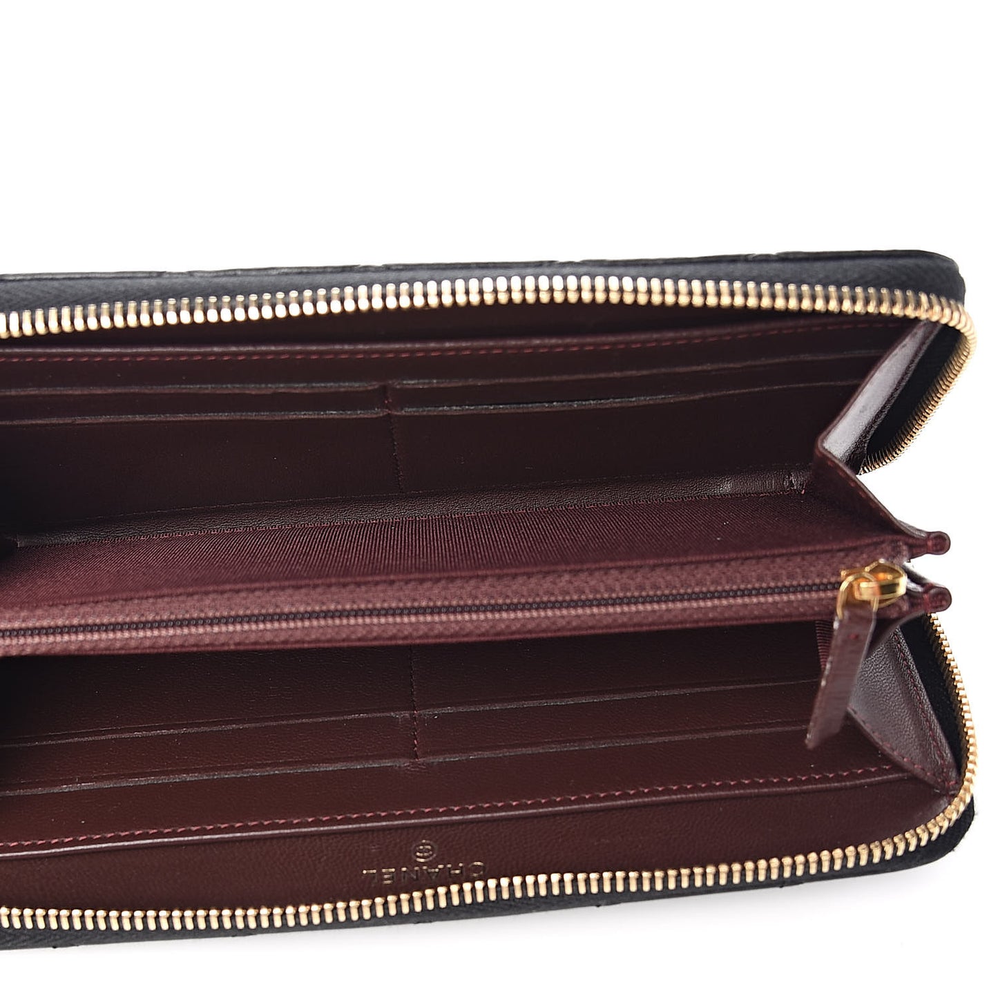 Lambskin Quilted Large Gusset Zip Around Wallet Black