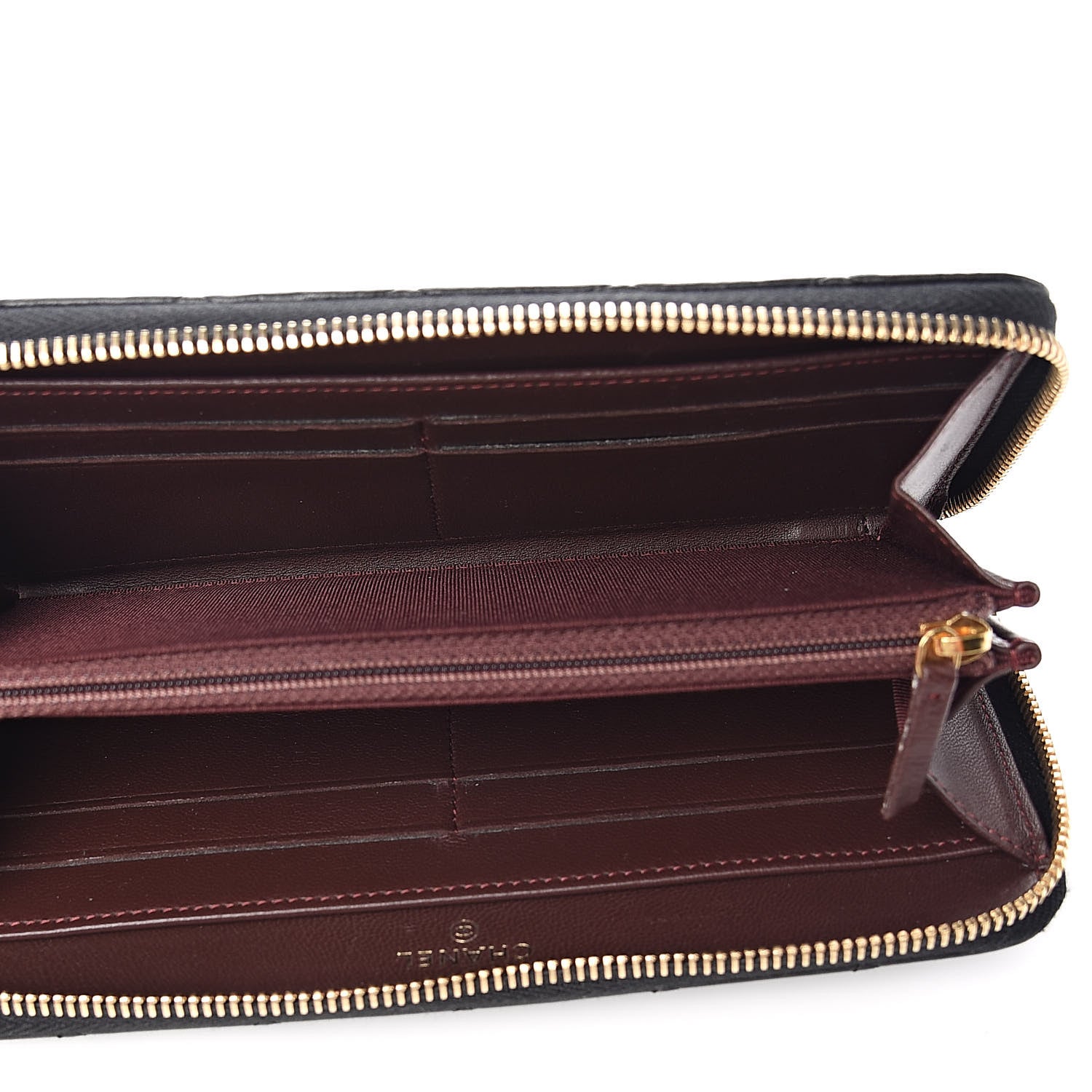 Chanel Lambskin Quilted Large Gusset Zip Around Wallet Black 5 of 13