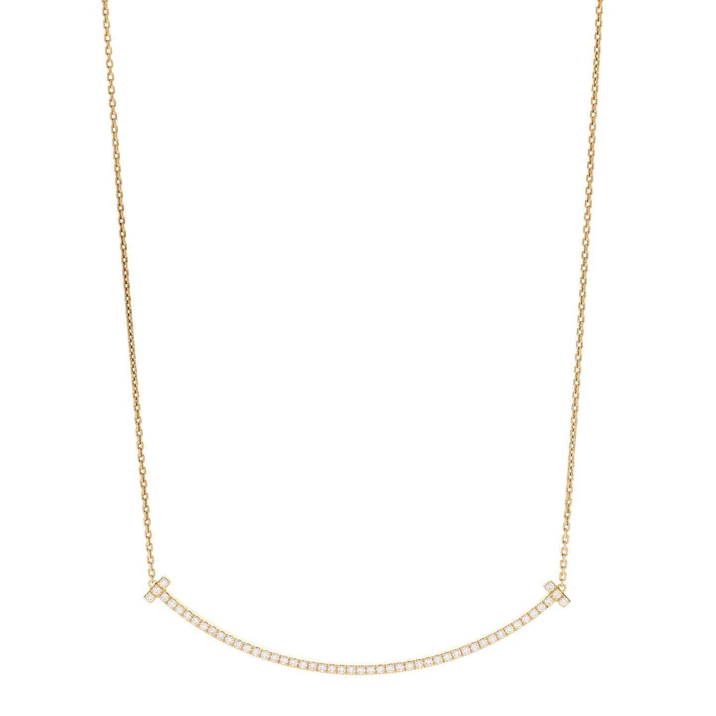18K Yellow Gold Diamond Extra Large T Smile Pendant Necklace