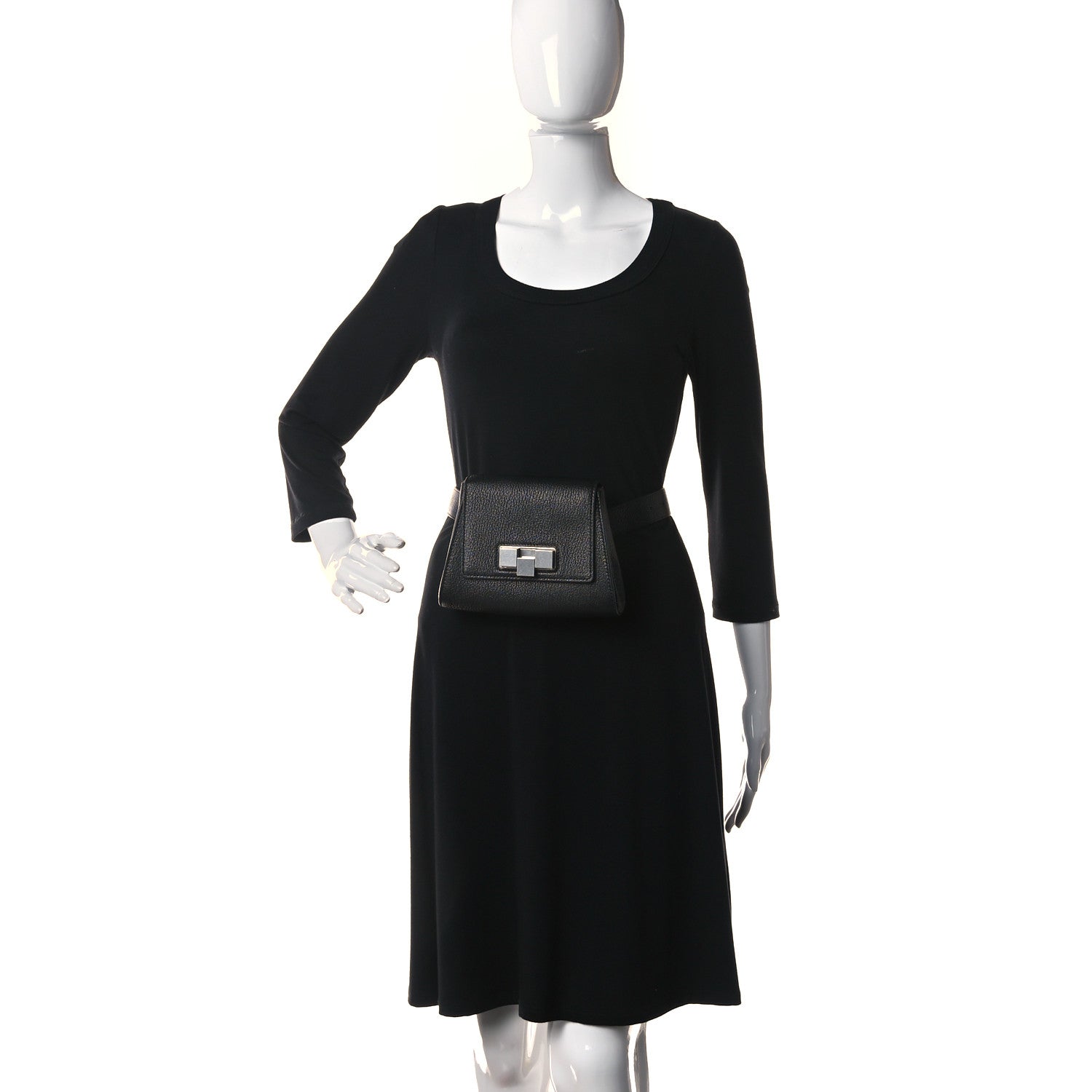 Bottega Veneta Grained Calfskin Geometric Belt Bag Black 2 of 10