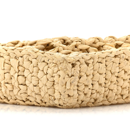 Prada Yarn Raffia Effect Crochet Logo Embroidered Tote Bag Naturale 9 of 14