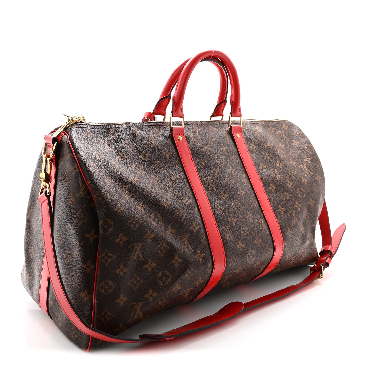 Louis Vuitton Calfskin Monogram Keepall Bandouliere 50 Coquelicot 2 of 9