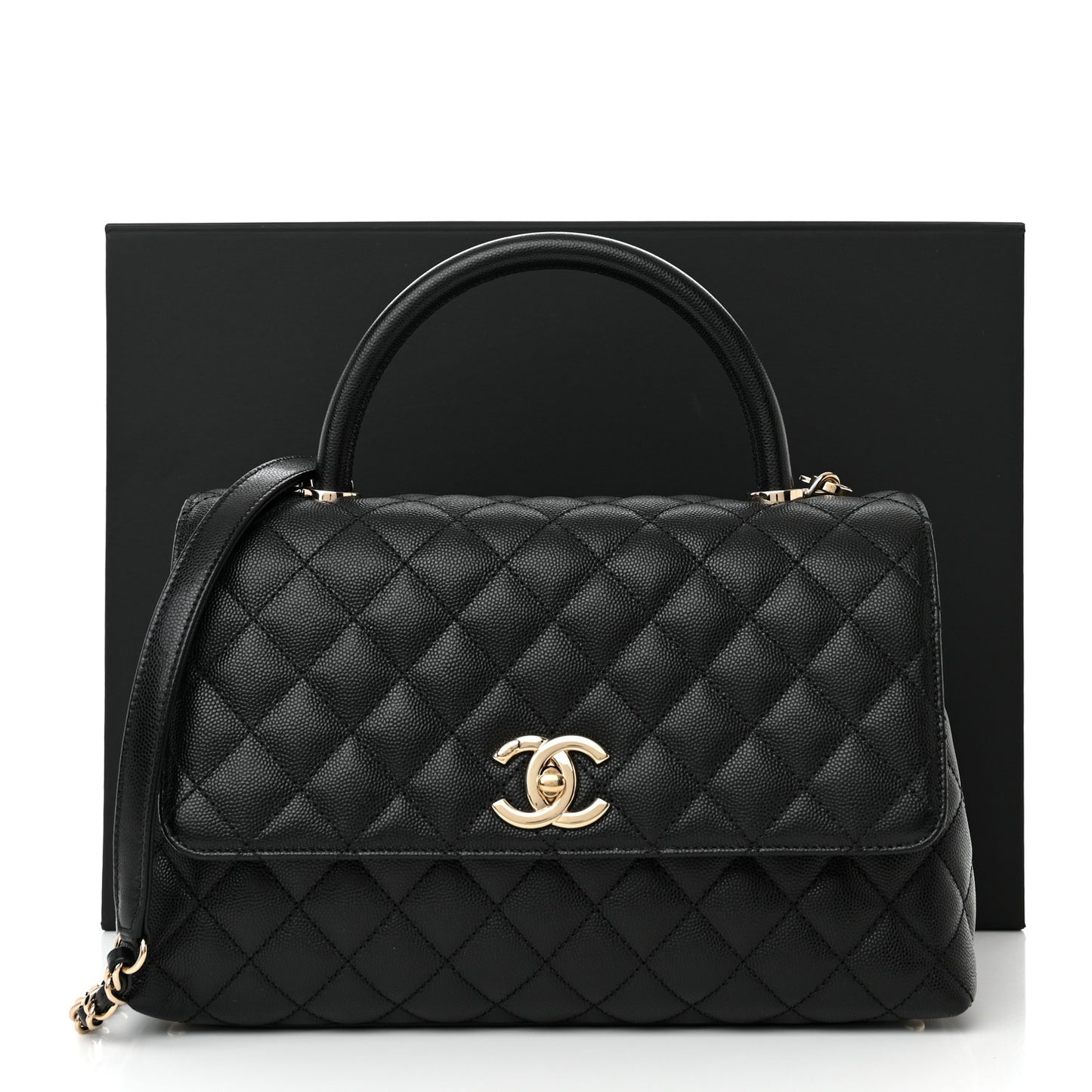 Caviar Quilted Small Coco Handle Flap Black