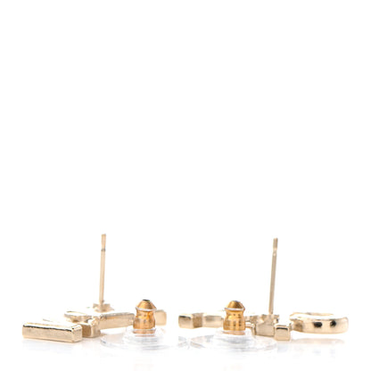 Chanel Crystal Pearl Signature Stud Earrings Gold 3 of 4