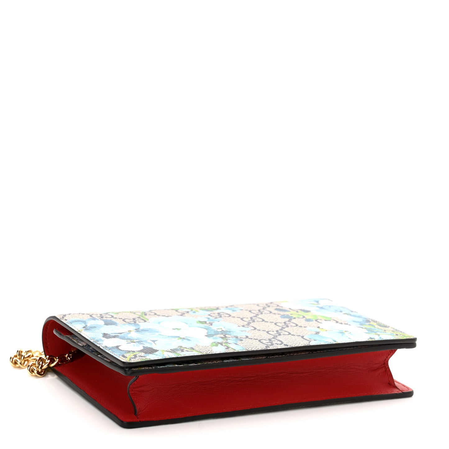 GG Supreme Monogram Blooms Chain Wallet Blue