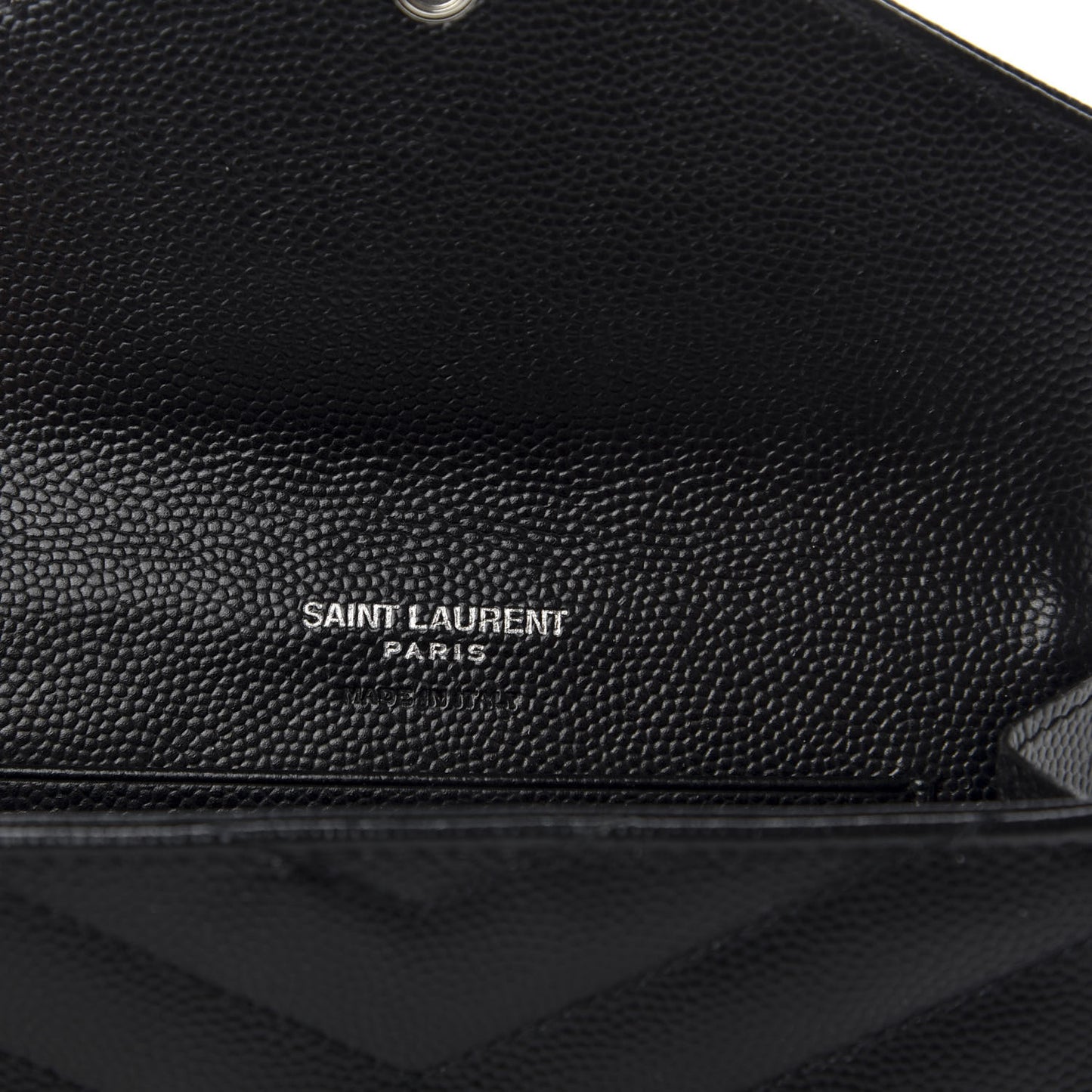 Grain De Poudre Matelasse Chevron Small Monogram Envelope Wallet Black