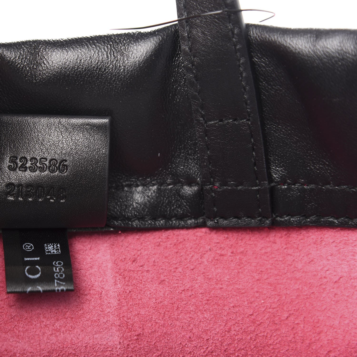 Gucci Grained Calfskin Logo Drawstring Backpack Box Pink Green Black 9 of 12