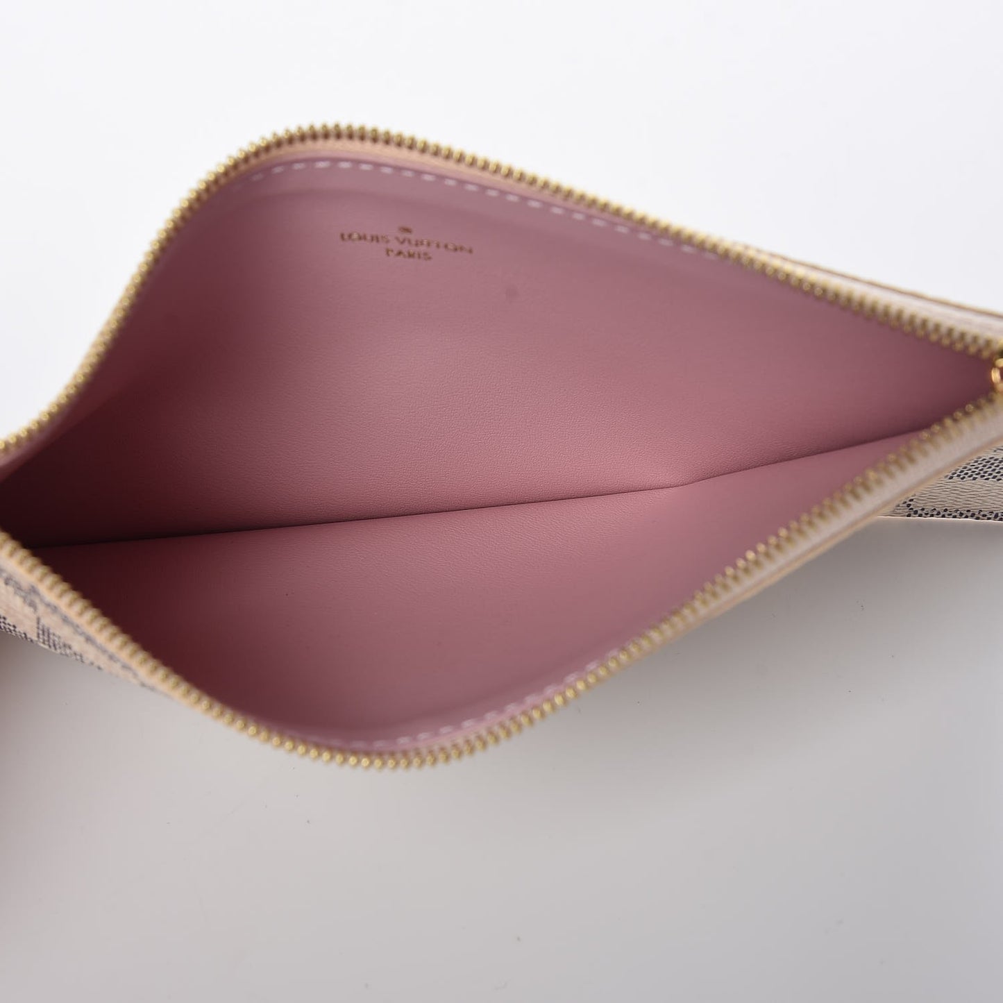 Damier Azur Felicie Chain Wallet Zippered Insert Rose Ballerine