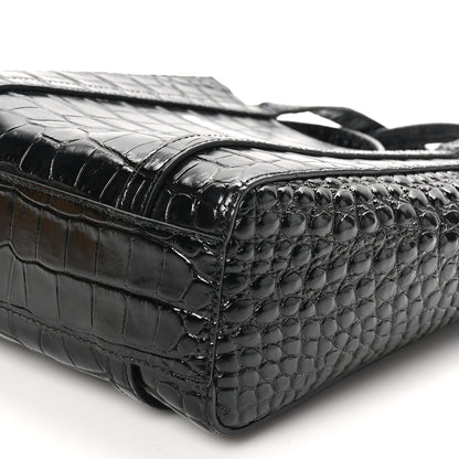 Balenciaga Shiny Calfskin Logo Crocodile Embossed XXS Everyday Tote Black 9 of 9