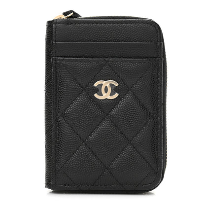 Chanel Caviar Quilted Zip Card Holder Black 1 of 8