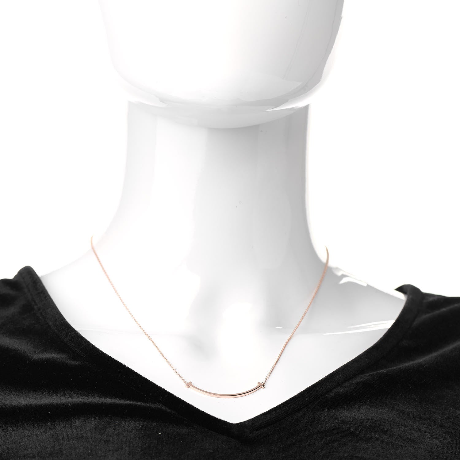 Tiffany 18K Rose Gold Small T Smile Pendant Necklace 2 of 5