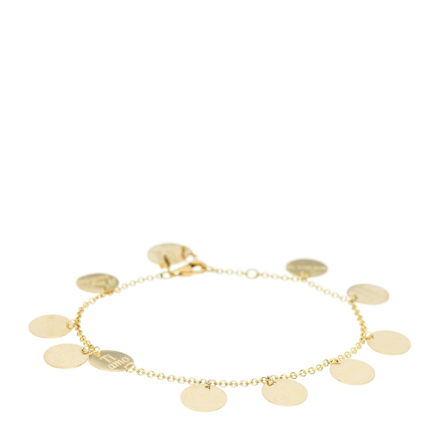 18K Yellow Gold I Love You Charm Bracelet