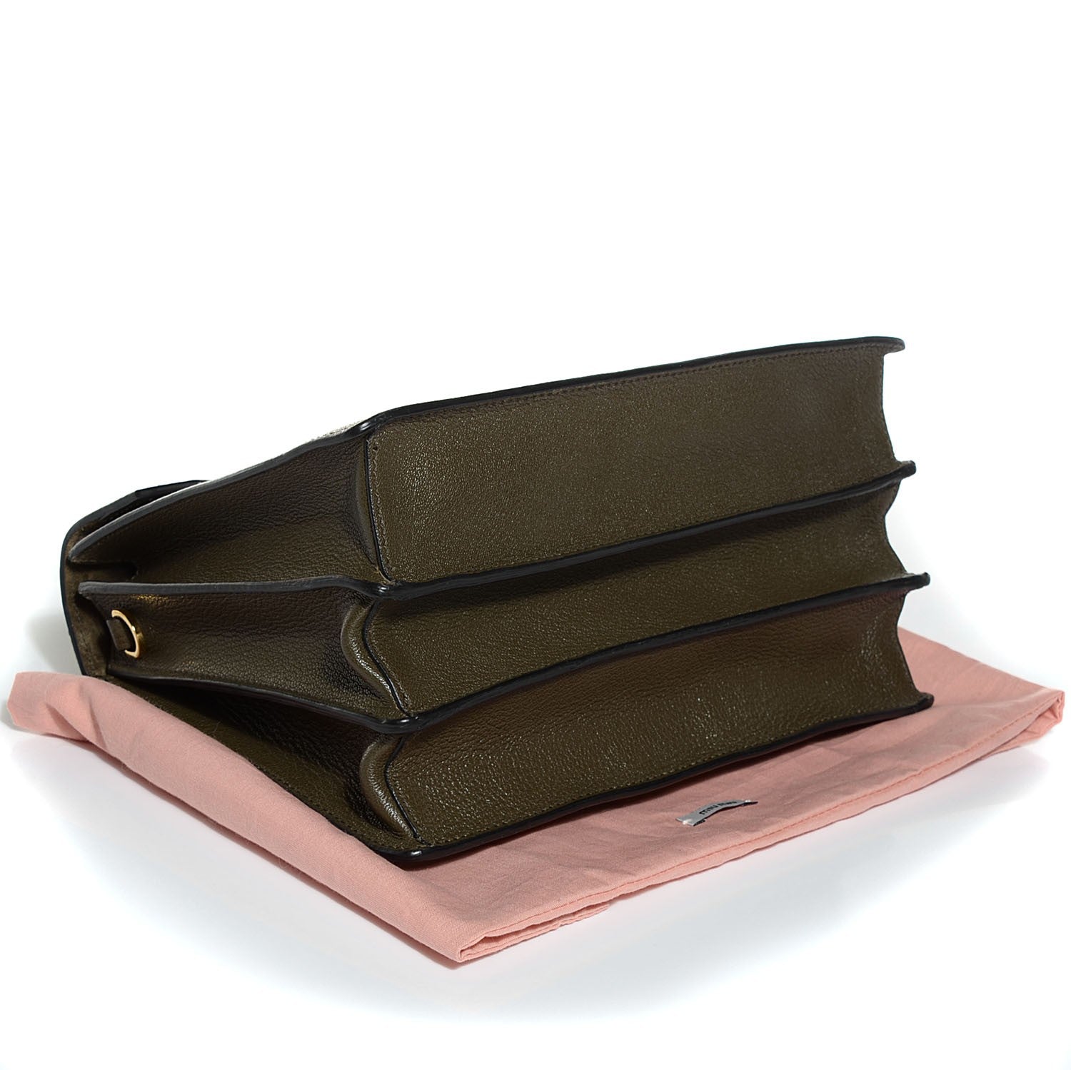 Miu Miu Goatskin Madras Top Handle Shoulder Bag Militare 4 of 9