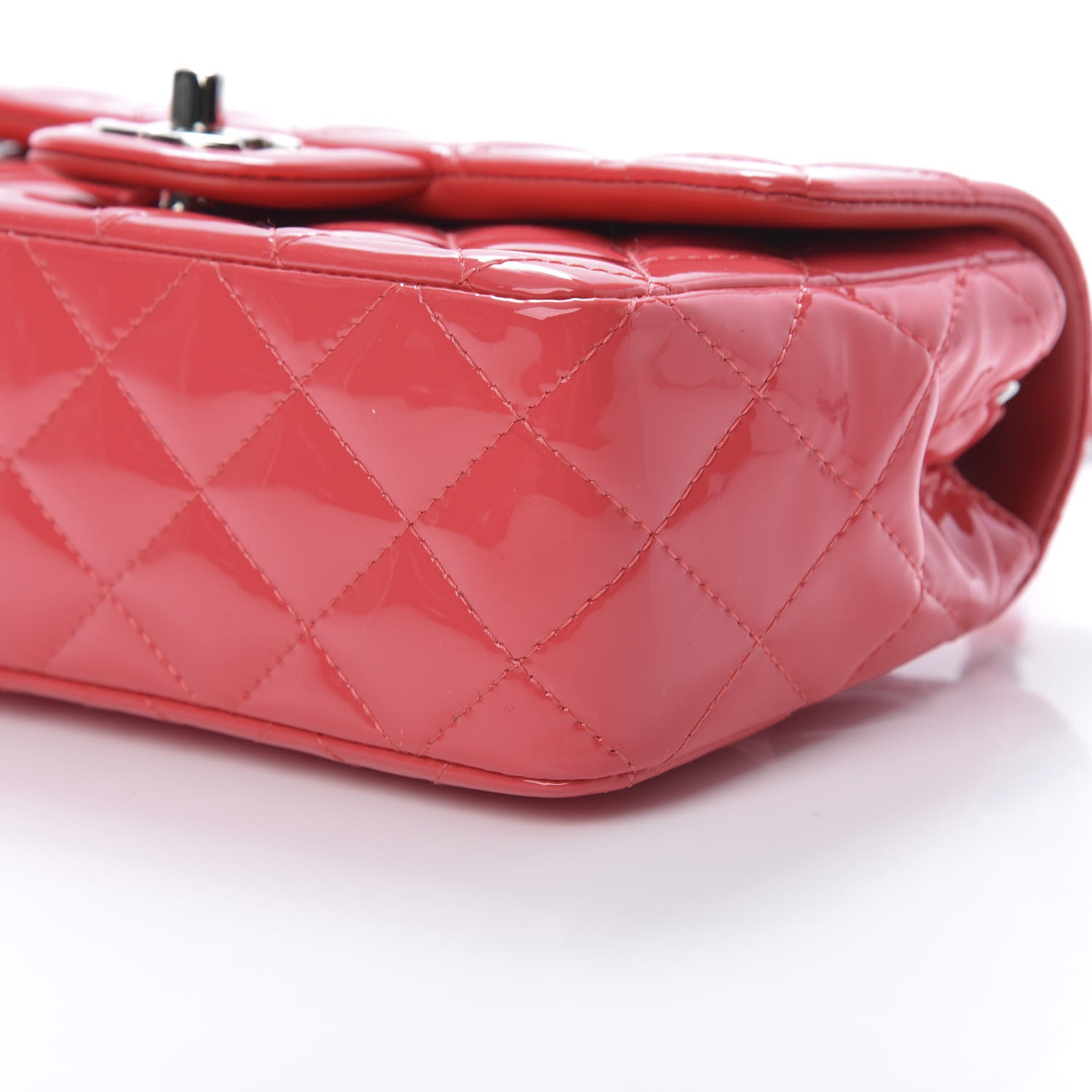 Chanel Patent Calfskin Quilted Mini Rectangular Flap Pink 10 of 11